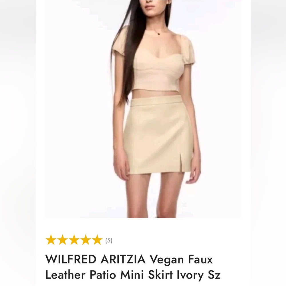 WILFRED ARITZIA Vegan Faux Leather Patio Mini Skirt 
Light brown - Picture 13 of 13